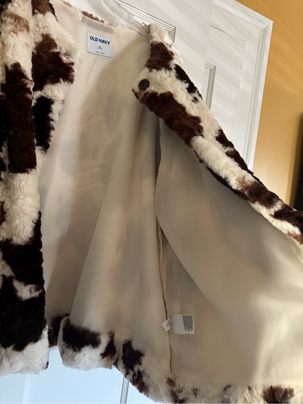Old Navy - Cow Print Faux Fur Jacket, Brown/Cream - Picture 7 of 10